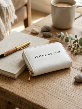 Jenni Kayne Faux Leather Wallet Zip Around White Unisex(Men/Women)